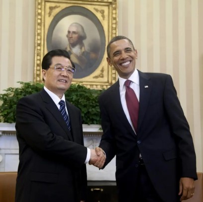 Hu Hintao, China's top leader, and Barack Obama, US president